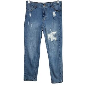 Jordache Kids Girls Girlfriend Jeans Blue Distressed Ripped Size 18